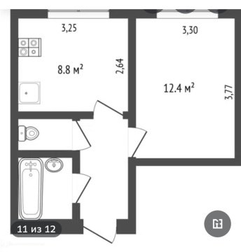 1-к квартира, 1/5 эт., 29м²