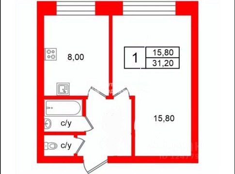 1-к квартира, 4/9 эт., 31м²