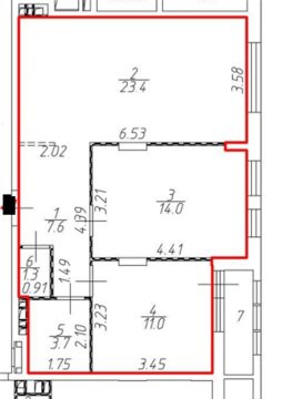 2-к квартира, 7/14 эт., 61м²
