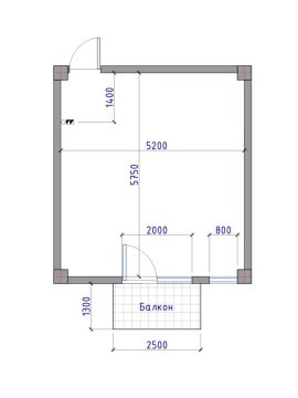 1-к квартира, 2/6 эт., 32м²