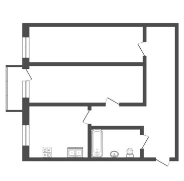 2-к квартира, 2/4 эт., 45м²