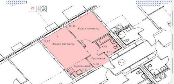 2-к квартира, 4/13 эт., 35м²